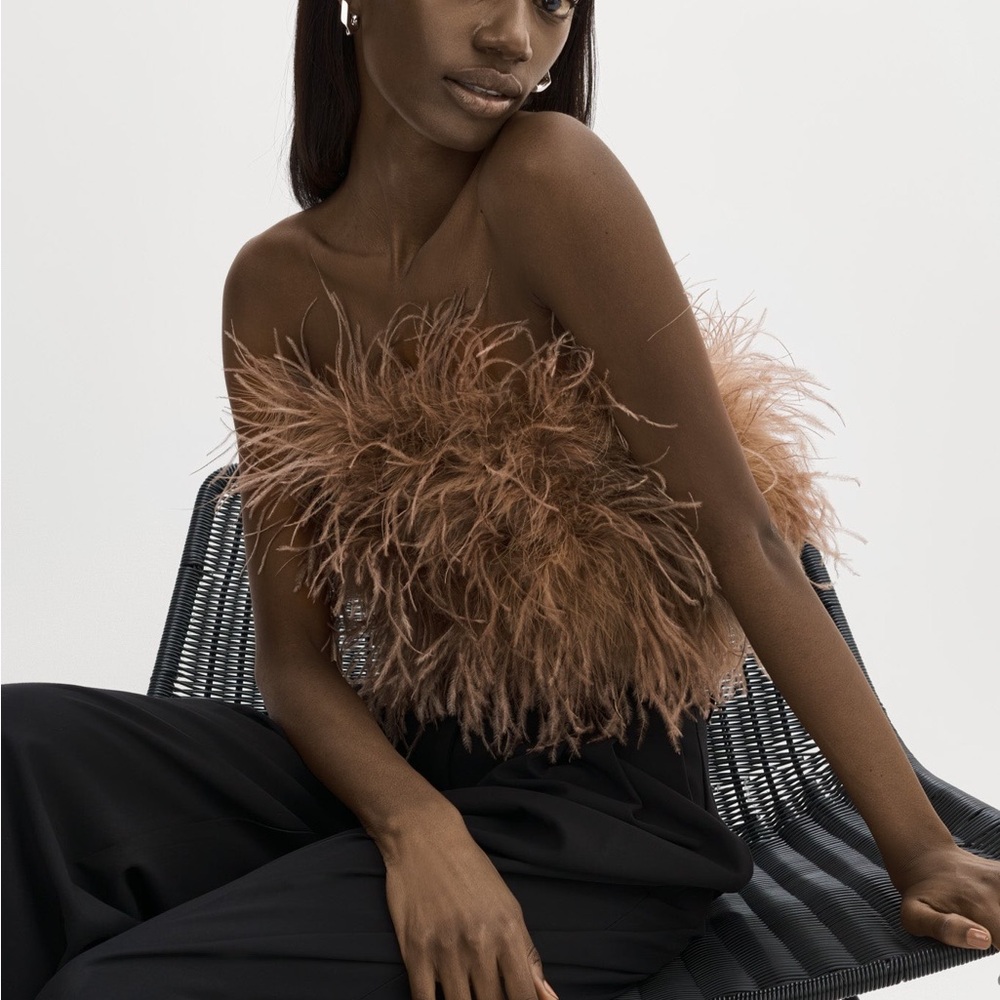 Lamarque Feathered Brown Crop Top